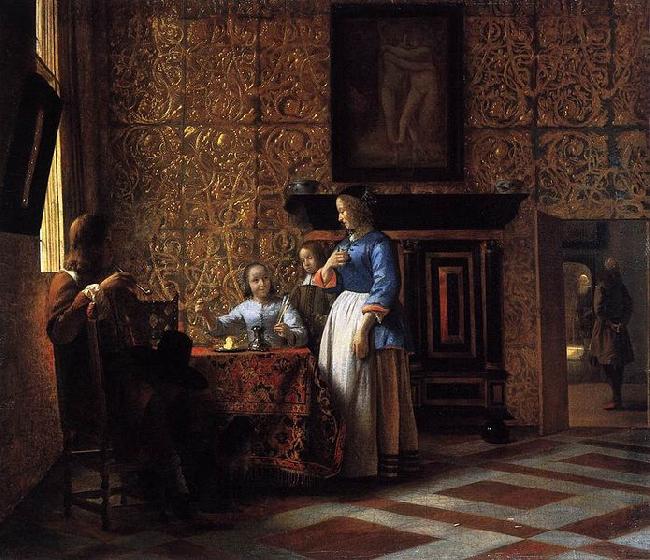 Pieter de Hooch Interior with Figures oil painting image